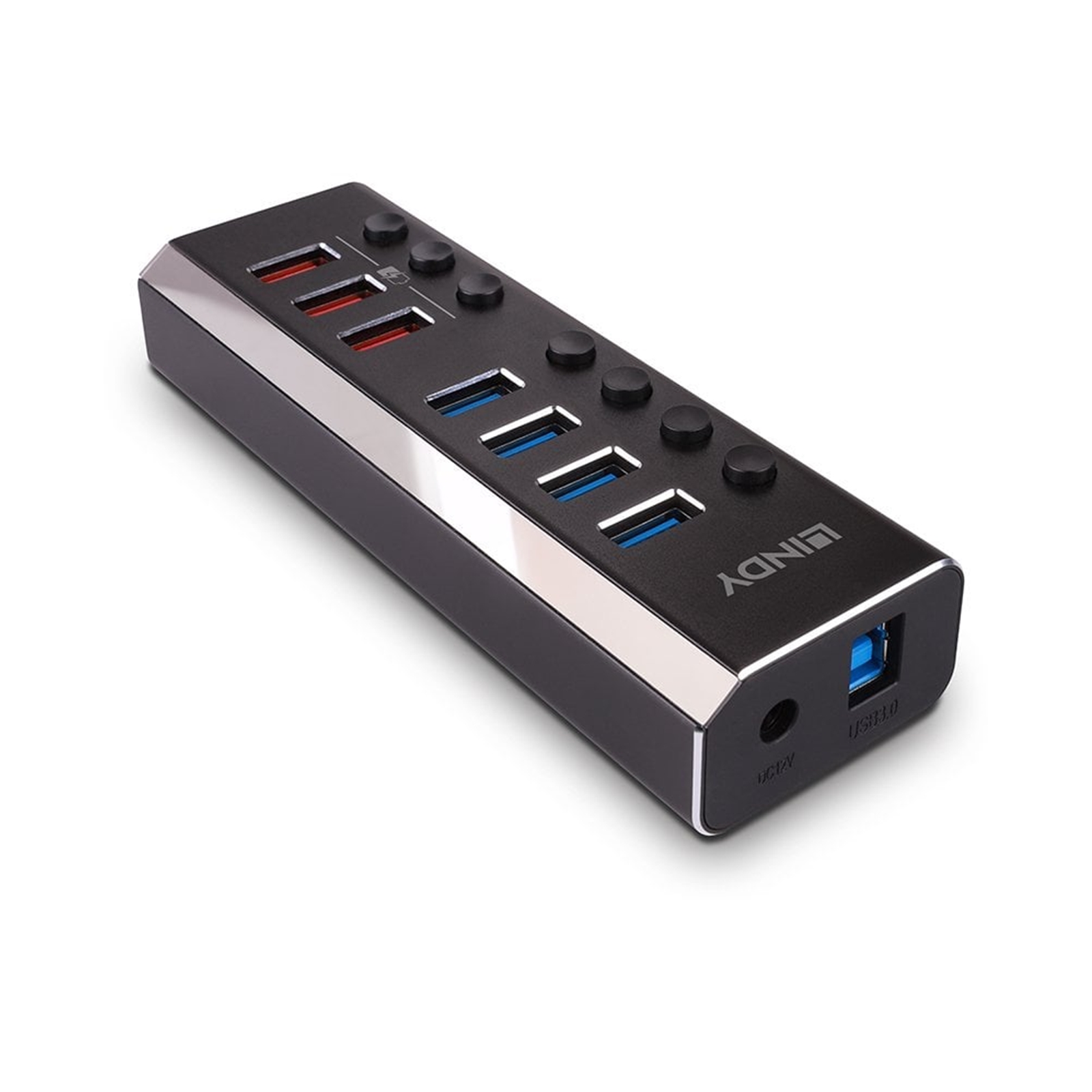 Lindy 43371 4 Port USB 3.0 Hub with 3 Quick Charge 3.0 Ports, Black