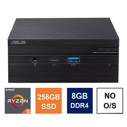 Spire Mini PC, Asus PN51-S1 Case, Ryzen 5 5500U, 8GB 3200MHz, 512GB SSD, HDMI, DP, USB-C, 2.5G LAN, Wi-Fi6, VESA Mountable, No Operating System