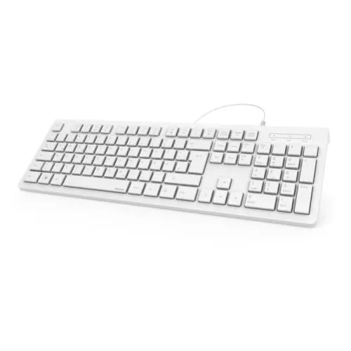 Hama KC-200 Multimedia Keyboard, USB, Flat Keys, Splash Proof, White