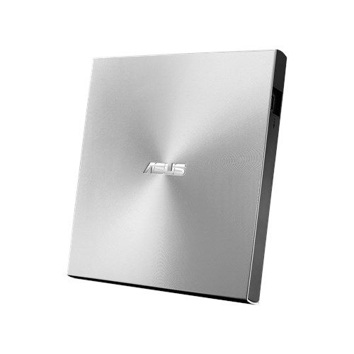 Asus (ZenDrive U9M) External Slimline DVD Re-Writer, USB-A / USB-C, 8x, Black, M-Disc Support, Cyberlink Power2Go 8, Silver