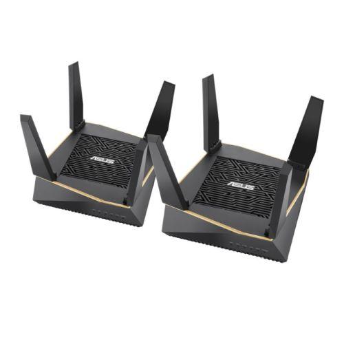 Asus (RT-AX92U 2 Pack) AiMesh Wi-Fi 6 WiFi System, AX6100 (400+867+4804) Tri-Band, 802.11ax, AiProtection Pro, Flexible SSID