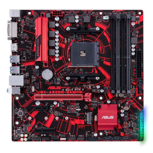 Asus Expedition A320M GAMING, AMD A320, AM4, Micro ATX, DDR4, DVI, HDMI, Non-stop Durability, RGB Lighting, M.2