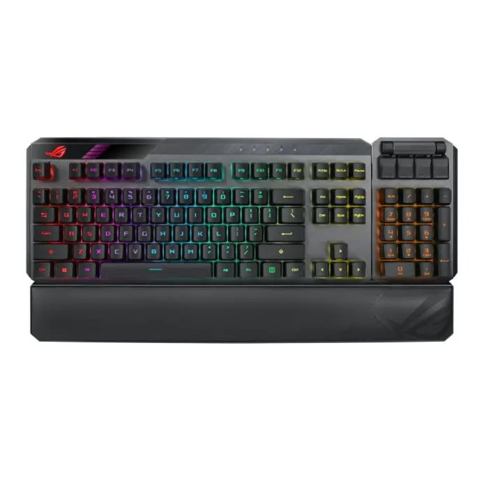 Asus ROG CLAYMORE II RGB Mechanical Gaming Keyboard w/ PBT Keycaps, Wired/Wireless, RX Red Mechanical Switches, Fully Programmable Keys, Detachable Numpad & Wrist Rest