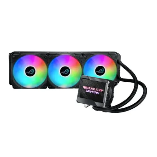 Asus ROG Ryujin II ARGB 360mm Liquid CPU Cooler, 3 x 12cm ROG ARGB Fans, Customisable 3.5" LCD Display