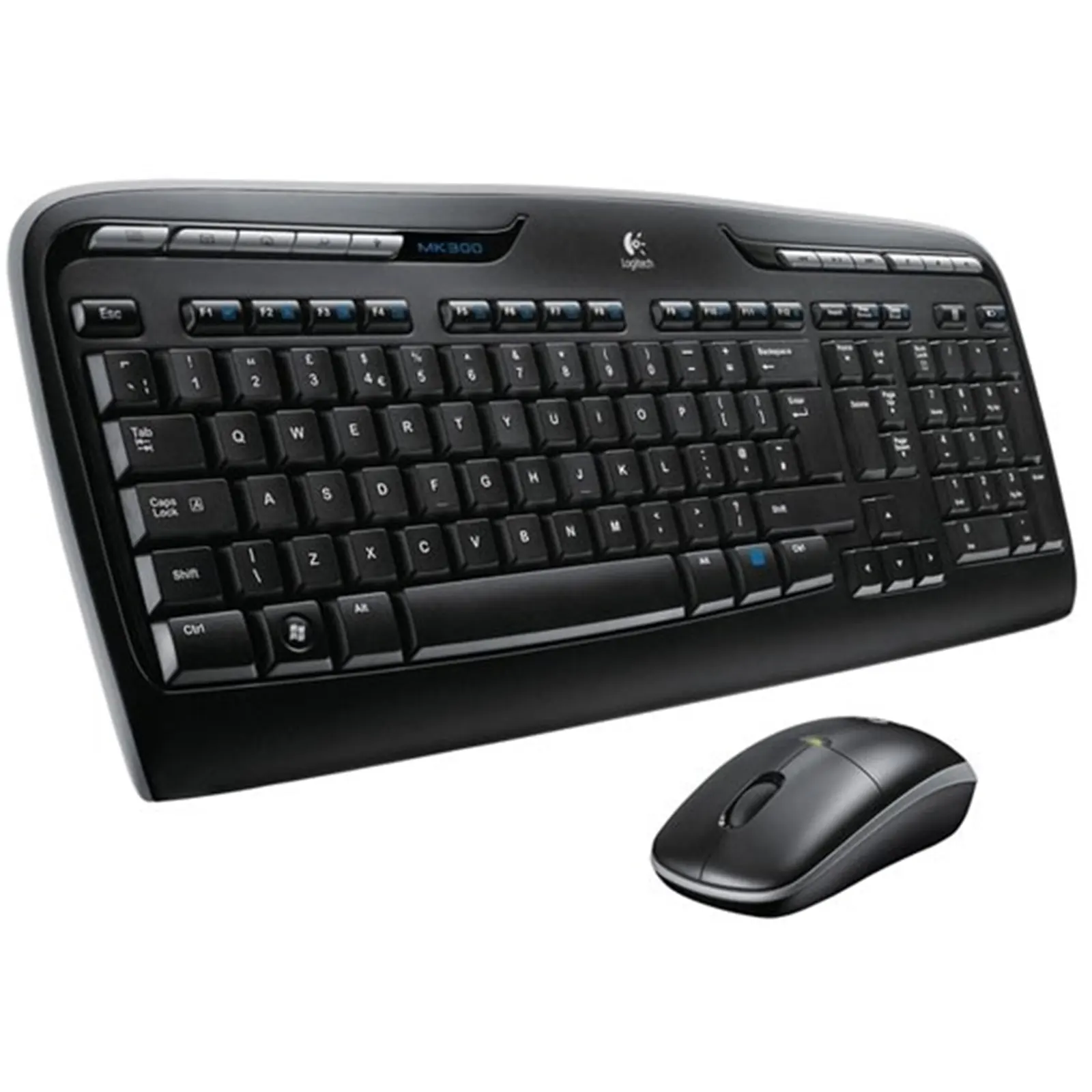 Logitech MK330 Wireless Keyboard and Mouse Combo for Windows, 2.4 GHz Wireless with USB-Receiver, Portable Mouse, Multimedia Keys, Long Battery Life for PC/Laptop, QWERTY UK Layout, Black