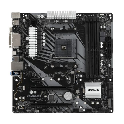 Asrock A320M PRO4-F, AMD A320, AM4, Micro ATX, 4 DDR4, VGA, DVI, HDMI, M.2