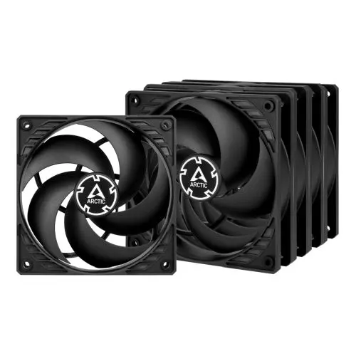 Arctic P12 Pressure Optimised 12cm Case Fans x5, Black, Fluid Dynamic, 1800 RPM,  Value Pack (5 Fans)