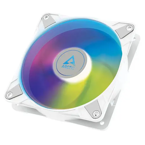 Arctic 14cm P14 Semi-Passive PWM PST ARGB Case Fan, Fluid Dynamic, 12 LEDs, 200-1900 RPM, 0dB Mode, White