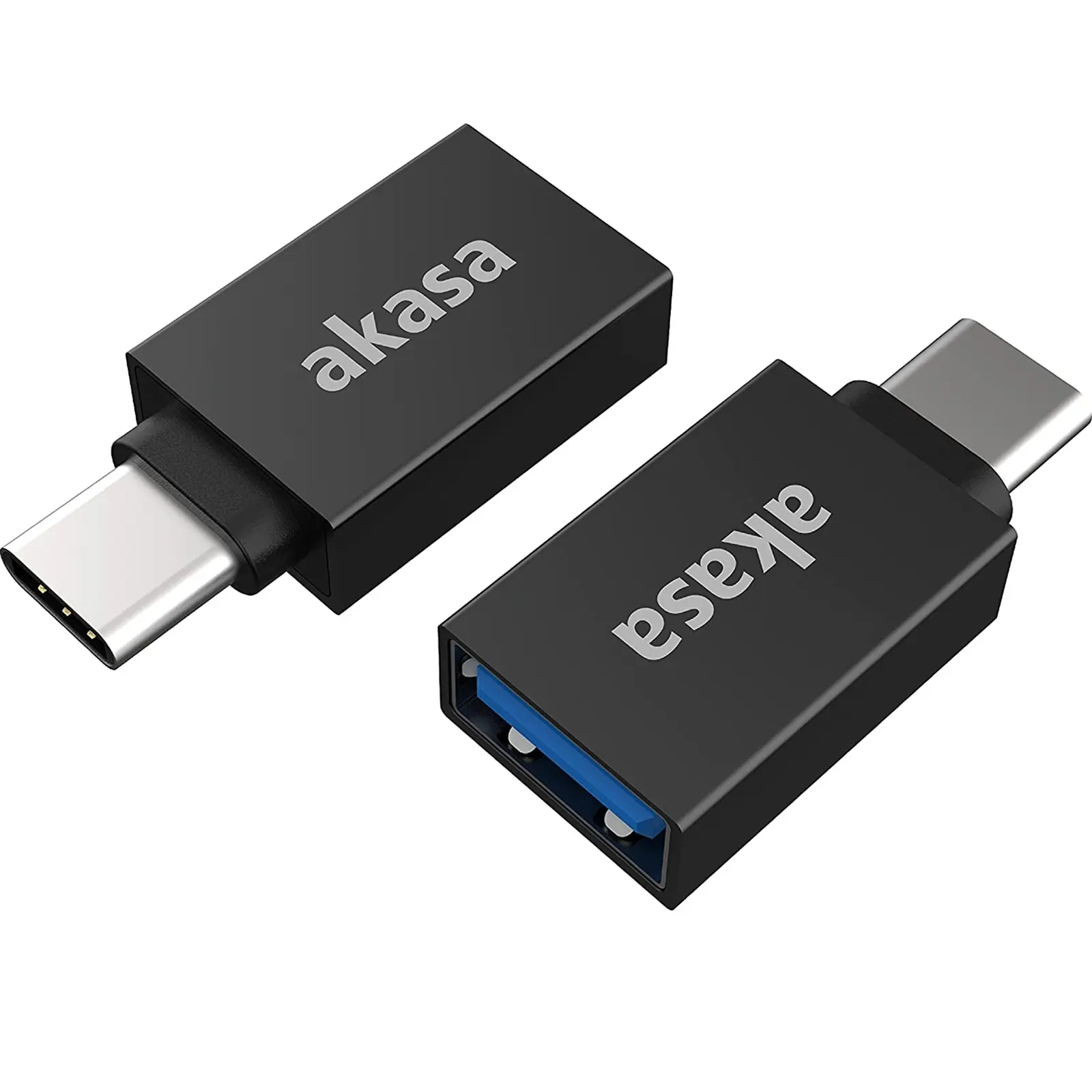AKASA AK-CBUB62-KT02 Data Adapter, USB 3.2 Gen 2 Type-C (M) to USB 3.2 Gen 2 Type-A (F), Adapter, Black, SuperSpeed USB up to 10Gbps Data, 3A/5V Fast Charging, Pack of 2
