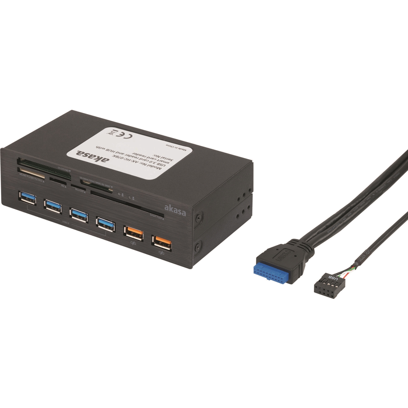 Akasa InterConnect EX 5.25" Internal 5-Slot USB 3.0 and Memory Card with 2 Fast Charging Ports Card Reader