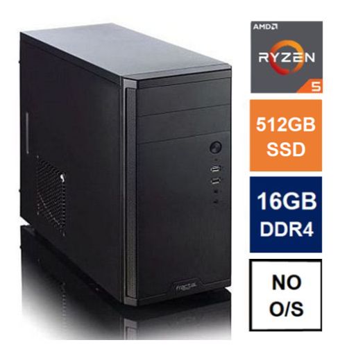 Spire MATX Tower PC, Fractal Core 1100 Case, Ryzen 5 5600G, 16GB 3200MHz, 512GB SSD, Bequiet 450W, No Optical, KB & Mouse, No Operating System