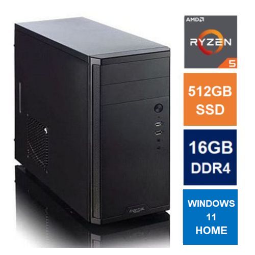 Spire MATX Tower PC, Fractal Core 1100 Case, Ryzen 5 5600G, 16GB 3200MHz, 512GB SSD, Bequiet 450W, No Optical, KB & Mouse, Windows 11 Home