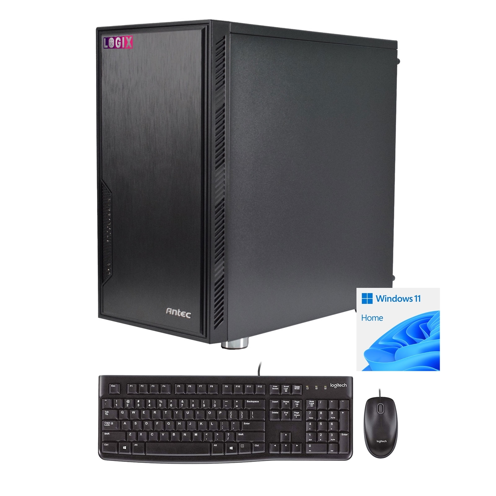 LOGIX Intel i3-12100 3.30GHz (4.30GHz Boost) 4 Core 8 threads. 8GB Kingston DDR4 RAM, 500GB Kingston NVMe M.2, 80 Cert PSU, Wi-Fi 6, Windows 11 home installed + FREE Keyboard & Mouse - Prebuilt System - Full 3-Year Parts & Collection Warranty