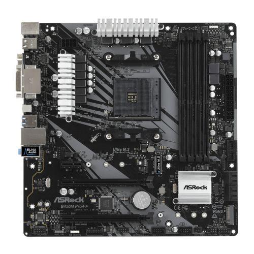 Asrock B450M PRO4-F, AMD B450, AM4, Micro ATX, 4 DDR4, XFire, VGA, DVI, HDMI, M.2