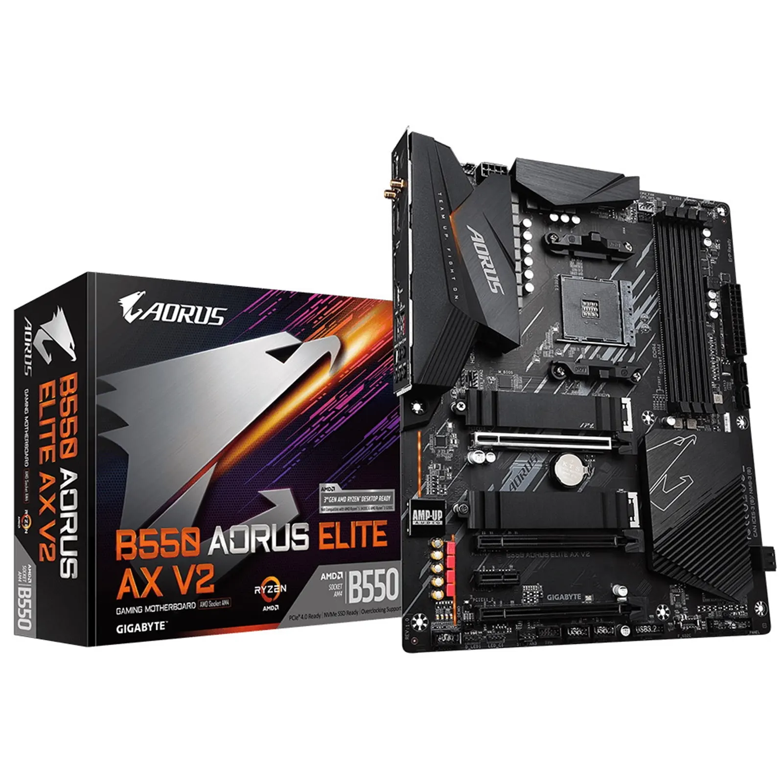 Gigabyte B550 AORUS ELITE AX V2 AMD Socket AM4 ATX HDMI/DIsplayPort WiFi 6 M.2 RGB USB 3.2 Type-C Motherboard