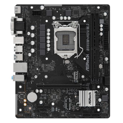 Asrock B560M-HDV/M.2, Intel B560, 1200, Micro ATX, 2 DDR4, VGA, DVI, HDMI, 1x M.2	