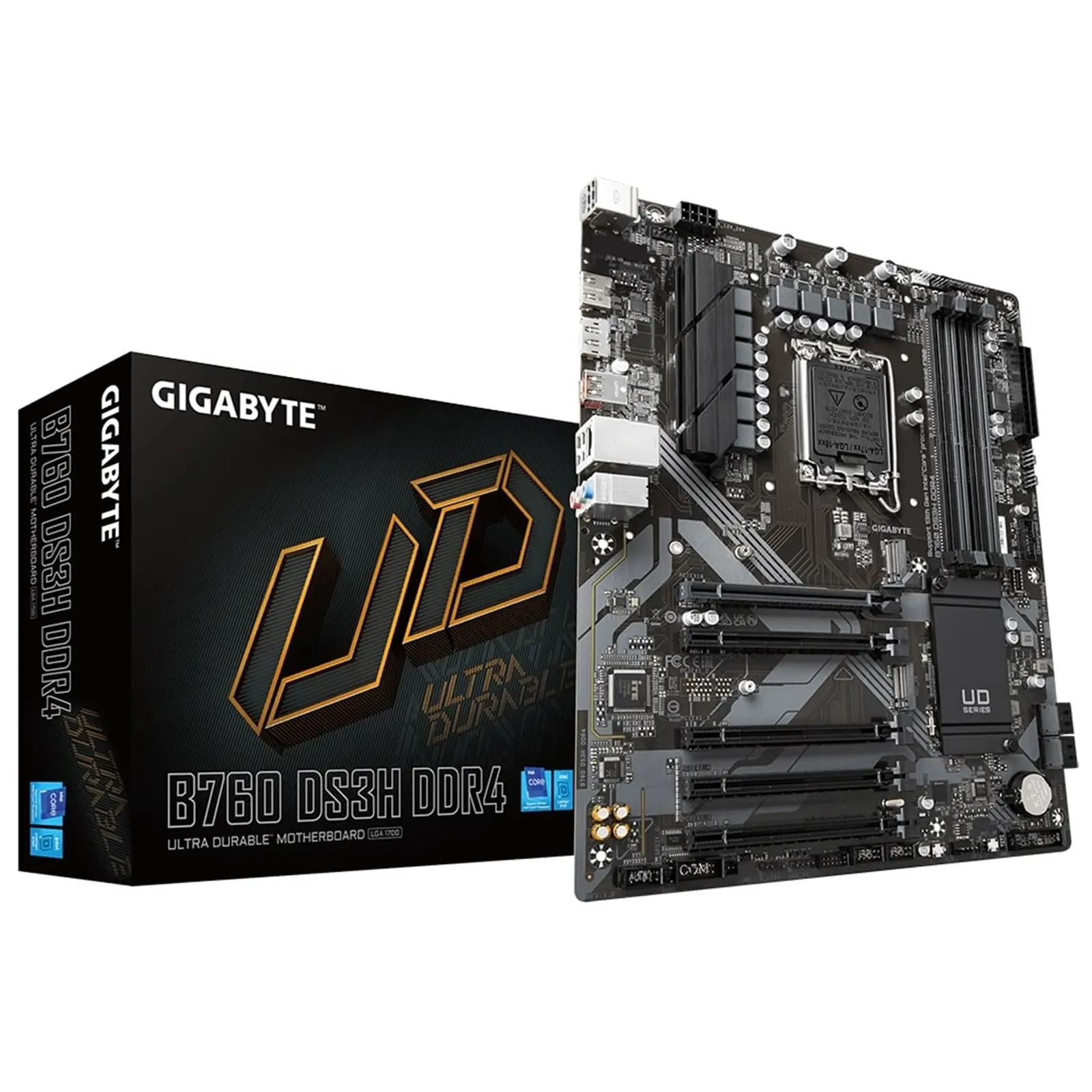 Gigabyte B760 DS3H DDR4 Motherboard, Intel Socket 1700, 12th/13th Gen, 1x PCIe 4.0 x16, 2 x PCIe 4.0 M.2, ATX, USB Type-C, 2.5GbE LAN, HDMI, DisplayPort, Smart Fan 6, Q-Flash Plus