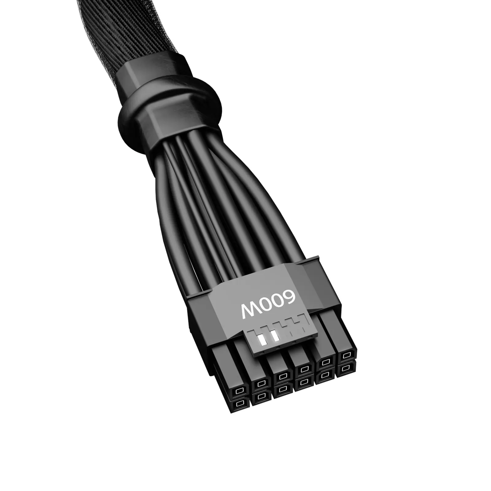 be quiet! 12VHPWR Adapter Cable, 12VHPWR (M) to 2 x 12-Pin PCIe (M + M), 0.6m, Black, 600W Rated, Individually Black Sleeved, Handles All Graphics Cards Requiring an 12VHPWR Connector