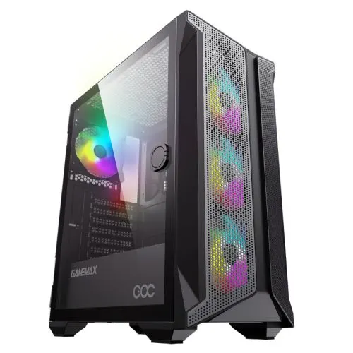 GameMax Brufen C1 COC ARGB Gaming Case w/ Glass Window, E-ATX, Mesh Front, 4x ARGB Fans, 1x Turbo Fan, ARGB PWM Hub, Black