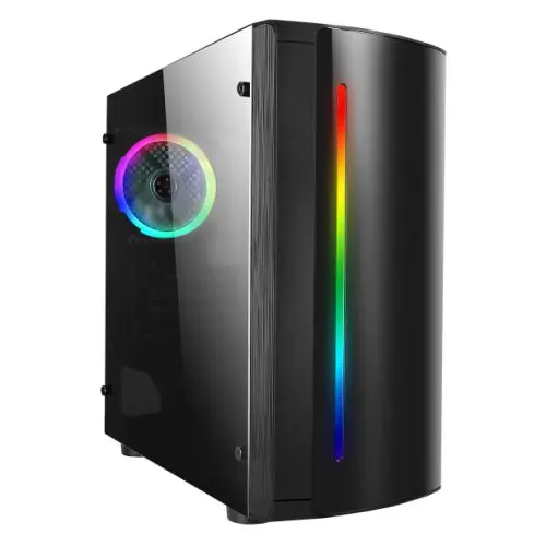 CiT Beam Gaming Case w/ Acrylic Window, Micro ATX, RGB Fan & Front Strip w/ Control Button, 240mm Radiator Support