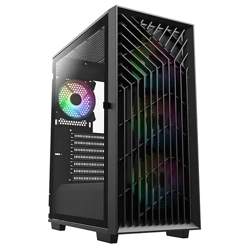 CiT Blade Gaming Case w/ Glass Window, ATX, 4 ARGB Fans (3 Front, 1 Back), LED Button, PSU Shroud, High Airflow Front, Mesh Top