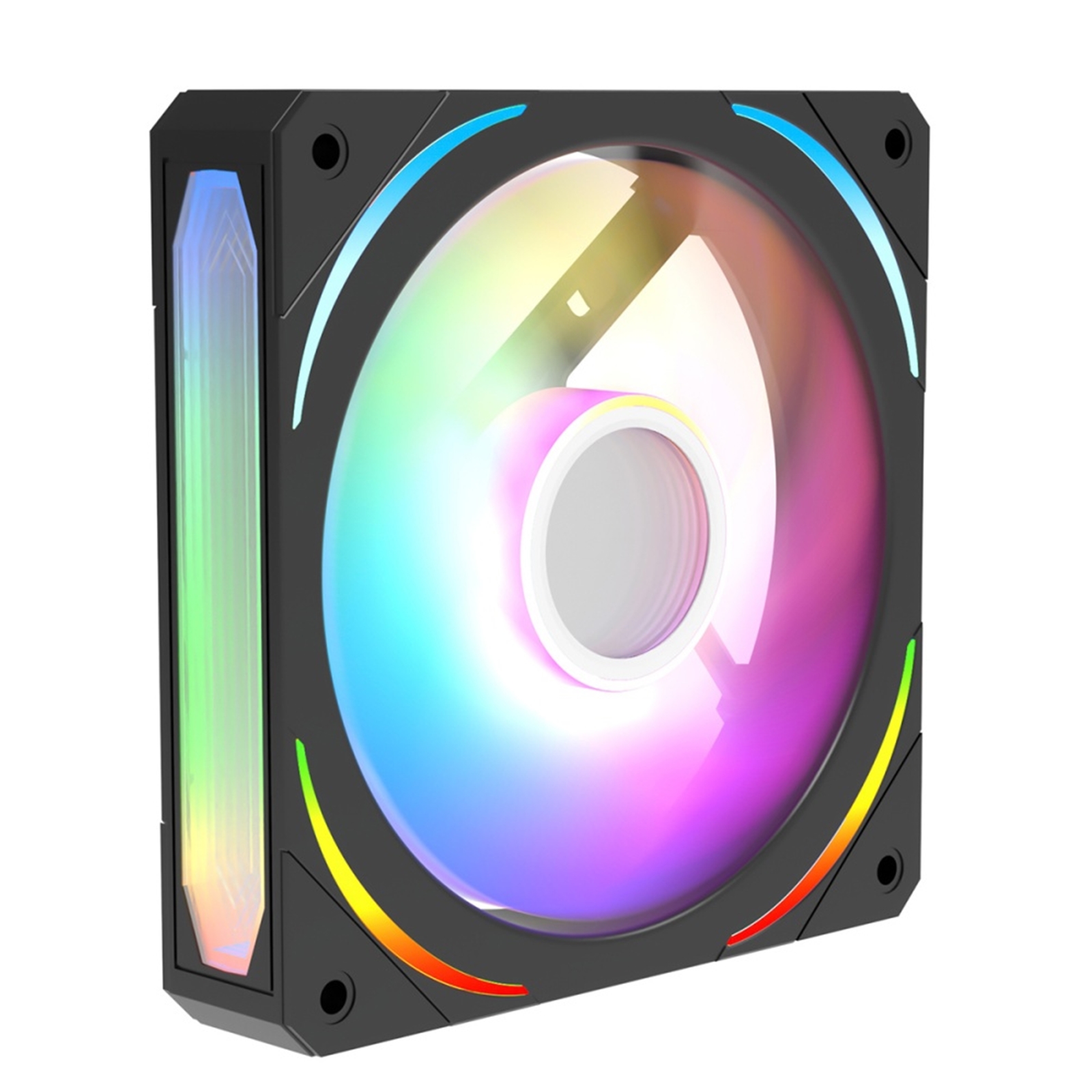 CIT Lightning 120mm Three-Sided Infinity ARGB Black 3-Pin PC Cooling Fan - High-Performance RGB Case Fan