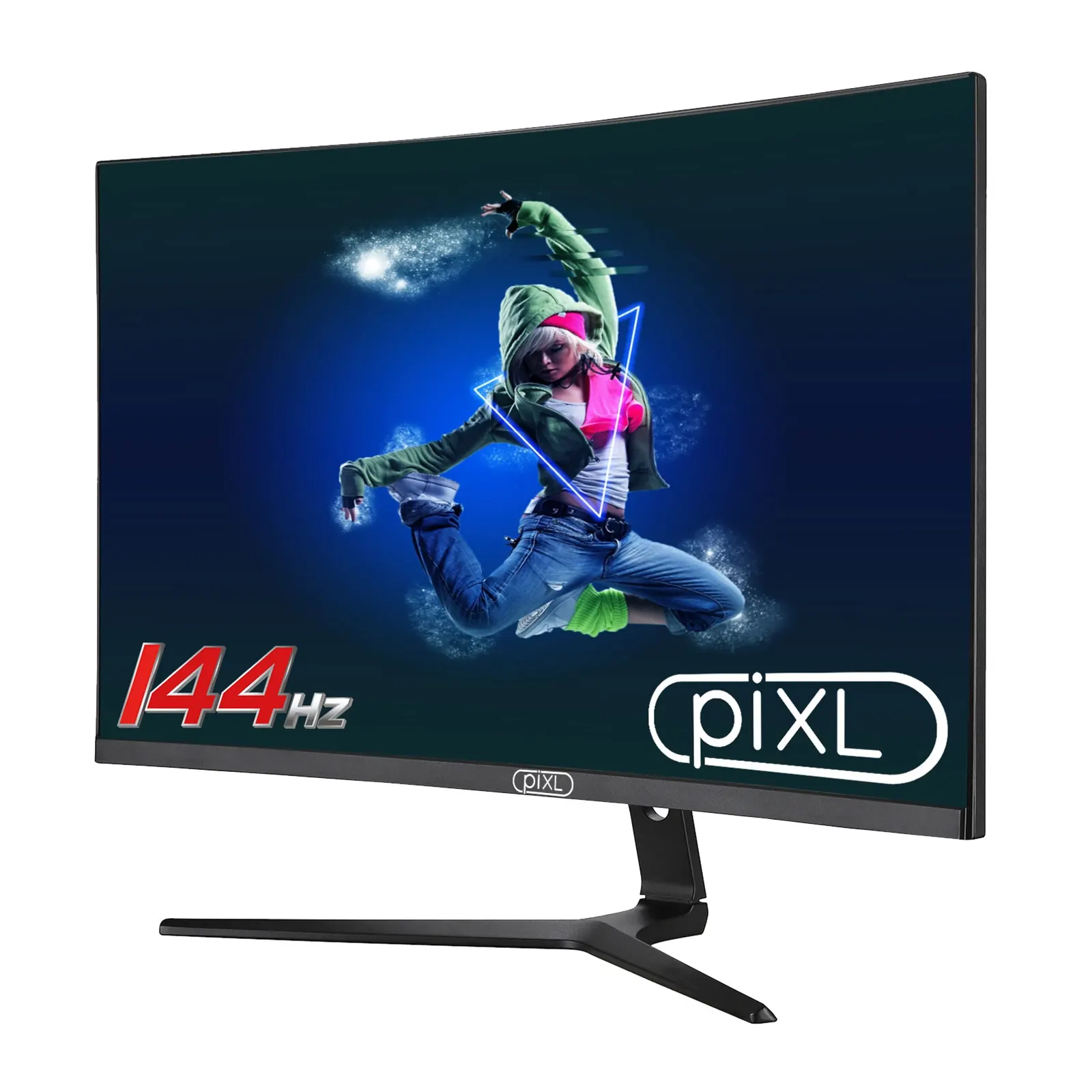 piXL CM27GF6 27 Inch Curved Monitor, 144Hz / 165Hz, 5ms Response Time, HDR, Frameless, Freesync / G-Sync, 1920 x 1080 Full HD, HDMI, Display Port, Black with RGB Lighting, VESA Mount