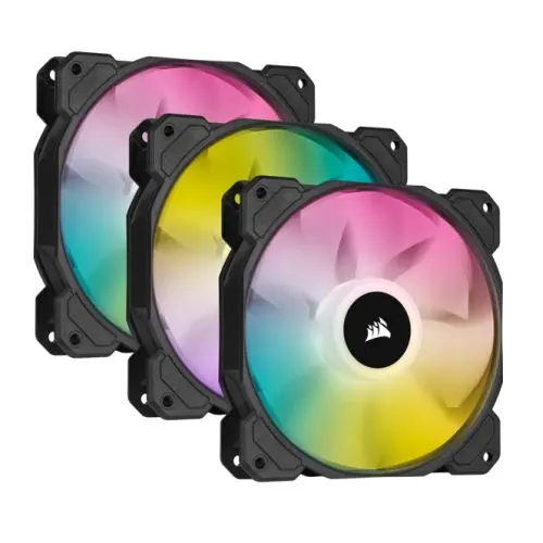 Corsair iCUE SP120 ELITE Performance 12cm PWM RGB Case Fans x3, 8 ARGB LEDs, Hydraulic Bearing, Lighting Node CORE Included