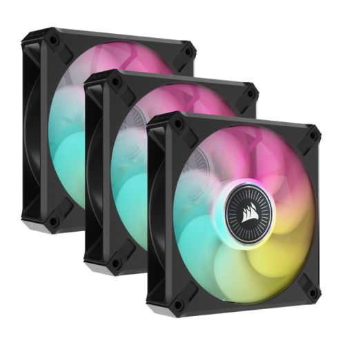 Corsair iCUE ML120 RGB Elite Premium 12cm PWM Case Fans x3, Magnetic Levitation Bearing, 450-2000 RPM, Lighting Node CORE Included