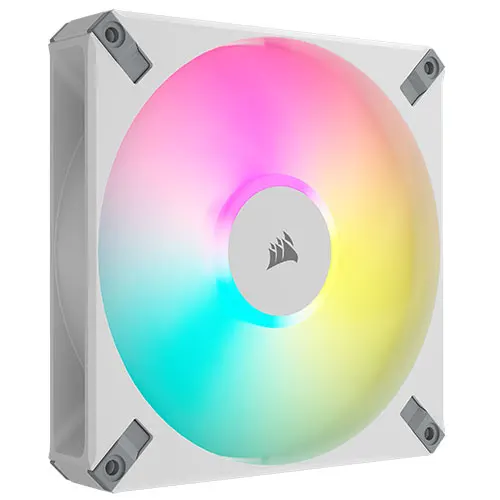 Corsair iCUE AF140 RGB ELITE 14cm PWM Case Fan, 8 ARGB LEDs, FDM Bearing, 500-1700 RPM, White, Single Fan Expansion Pack