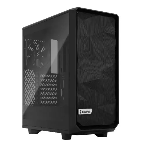 Fractal Design Meshify 2 Compact Lite (Black TG) Gaming Case w/ Light Tint Glass Window, ATX, Angular Mesh Front, 3 Fans