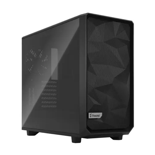 Fractal Design Meshify 2 (Black TG) Gaming Case w/ Light Tint Glass Window, E-ATX, Angular Mesh Front, 3 Fans, Fan Hub, Detachable Front Filter, USB-C