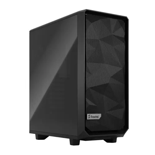 Fractal Design Meshify 2 Compact (Black TG) Gaming Case w/ Dark Tint Glass Window, ATX, Angular Mesh Front, 3 Fans, Detachable Front Filter, USB-C