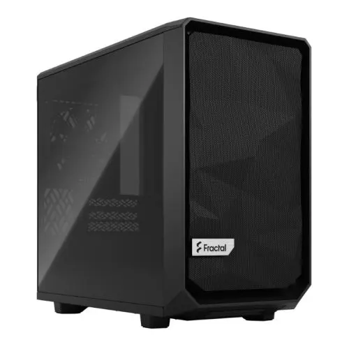 Fractal Design Meshify 2 Nano (Black TG) Gaming Case w/ Dark Glass Window, Mini ITX, Angular Mesh, USB-C, 331mm GPU & 280mm Radiator Support