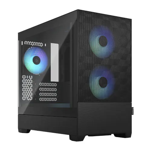 Fractal Design Pop Mini Air RGB (Black TG) Gaming Case w/ Clear Glass Window, Micro ATX, Hexagonal Mesh Front, 3 RGB Fans & ARGB Controller