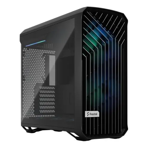 Fractal Design Torrent (RGB Light TG) Gaming Case w/ Light Tint Glass Windows, E-ATX, 5 ARGB Fans, Fan Hub, RGB Strip on PSU Shroud, Front Grille, USB-C