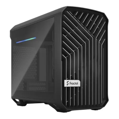 Fractal Design Torrent Nano (Dark TG) Case w/ Dark Tint Glass Windows, Mini ITX, 1 Fan, ATX PSU & 335mm GPU Support, 280mm Watercooling, RGB Strip, Front Grille, USB-C