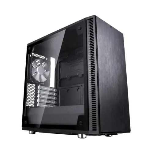 Fractal Design Define Mini C (Black TG) Quiet Compact Gaming Case w/ Glass Window, Micro ATX, 2 Fans, ModuVent Technology, PSU Shroud, Optional Top Filter