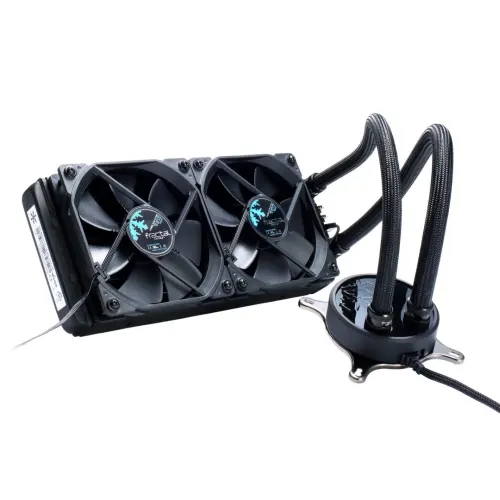 Fractal Design Celsius S24 240mm Liquid CPU Cooler, 2 x 12cm PWM Fans, Intelligent Temp-Control, Fan Hub, G 1/4" Thread, Blackout