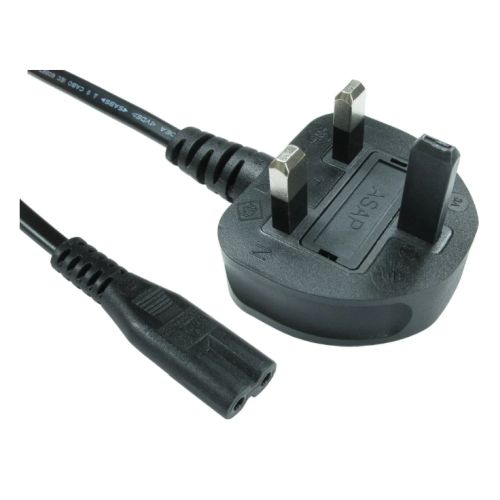 jedel UK Power Lead, Figure 8, 3A, IEC C7, Moulded Plug, 1 Metre