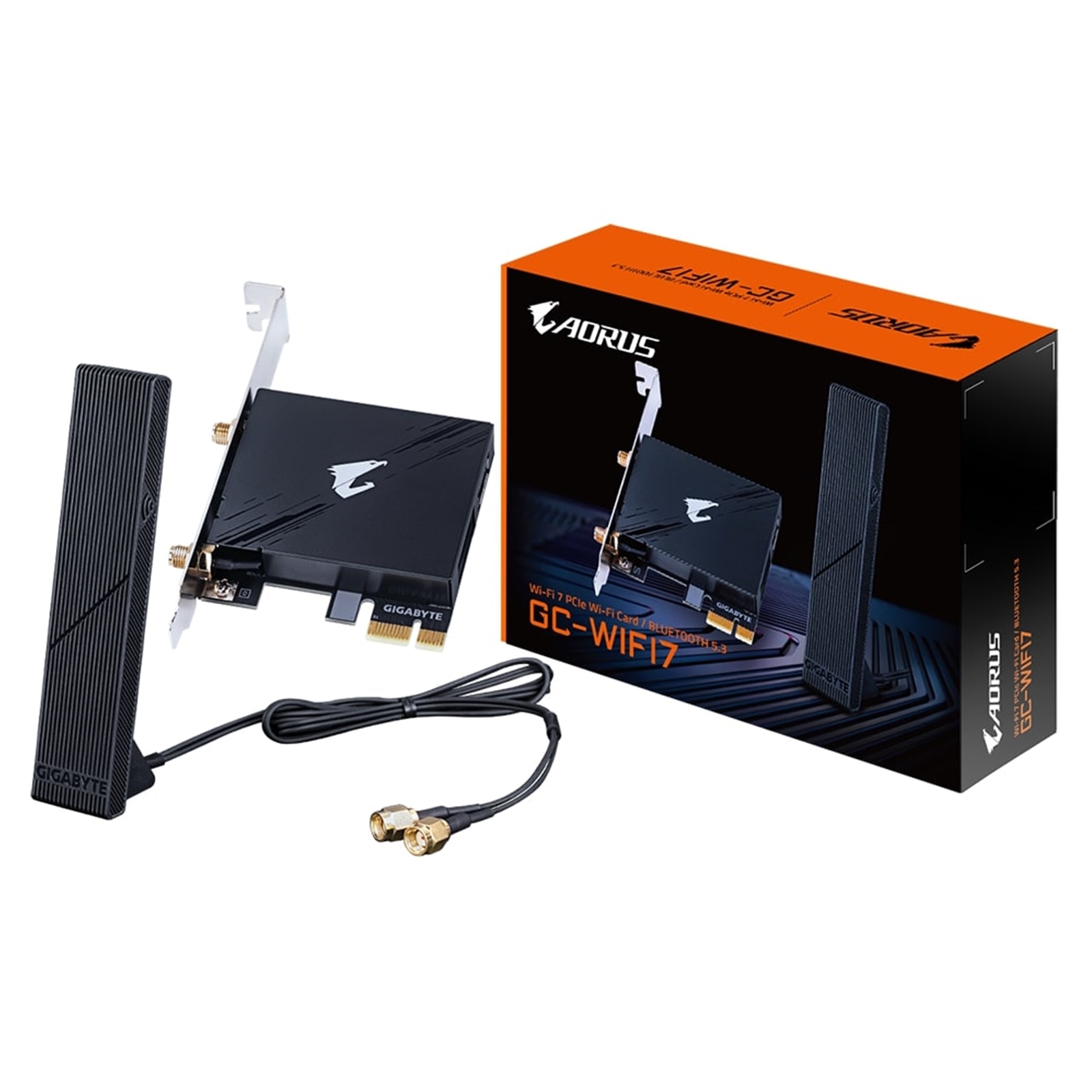 Gigabyte GC-WIFI7 Intel WiFi 7 5800Mbps Bluetooth 5.3 Wireless PCI-Express Card with Magnetic Ultra-high Gain Antenna