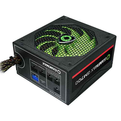 GameMax 700W GM700 PSU, Semi-Modular, 14cm Fan, 80+ Bronze, Black Mesh Cables, Power Lead Not Included