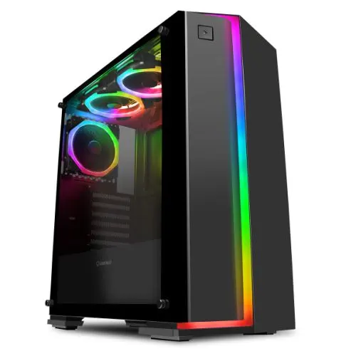 GameMax Starlight 3 ARGB Gaming Case w/ Glass Window & 3x ARGB Fans, ATX, Rainbow Strip Front, ARGB PWM Hub, IR Remote Control, Black