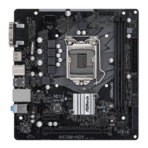 Asrock H470M-HDV, Intel H470, 1200, Micro ATX, 2 DDR4, VGA, DVI, HDMI