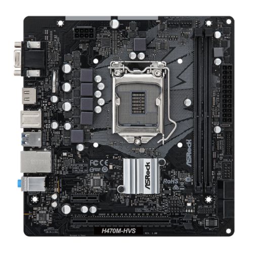 Asrock H470M-HVS, Intel H470, 1200, Micro ATX, 2 DDR4, VGA, HDMI