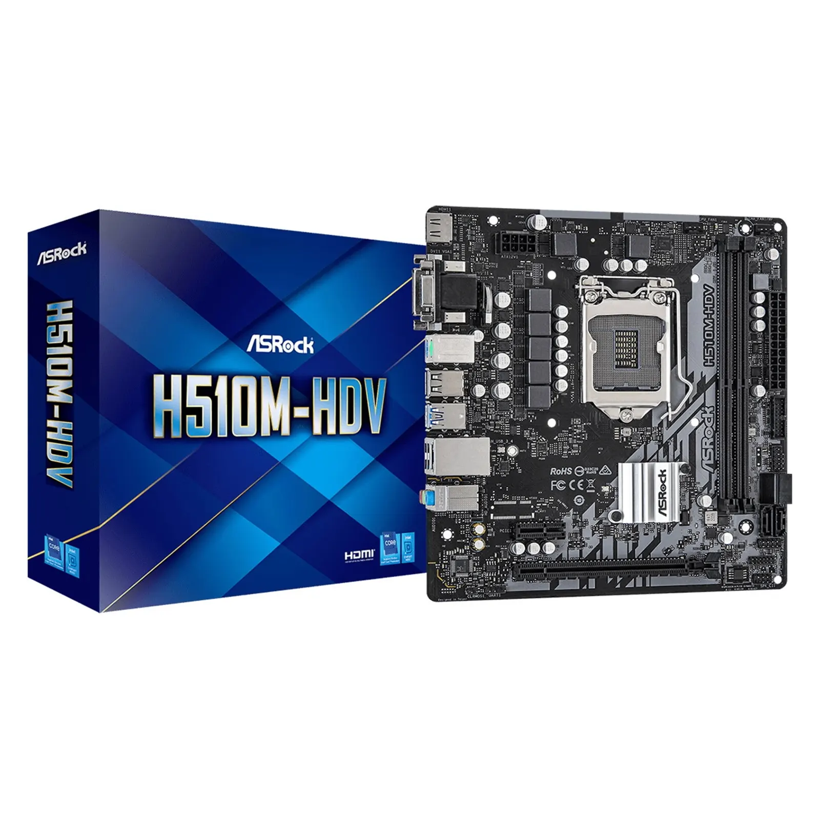 ASRock H510M-HDV R2.0 Intel Socket 1200 Micro ATX HDMI/DVI-D/VGA USB 3.2 Gen1 Motherboard