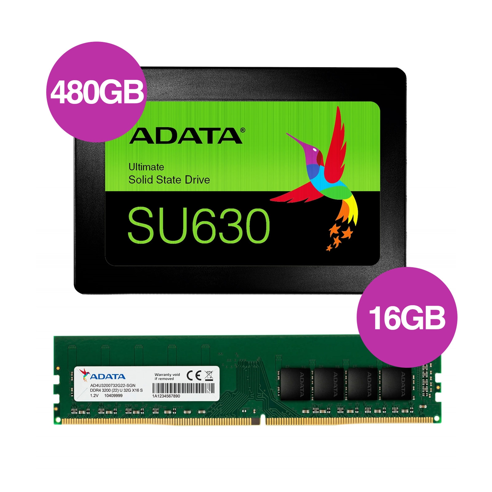 Adata Bundle - 1 x  Adata Premier 16GB 3200 DDR4 & 1 x Adata Ultimate 480GB 2.5 Inch SATA SSD