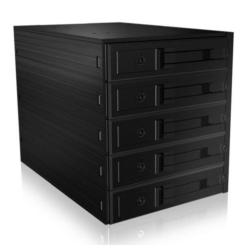 Icy Box (IB-565SSK) Backplane Removable Chassis - 5x 3.5" drives in a 3x 5.25" Rack, 80mm Fan, Temperature Alarm, Tray Lock