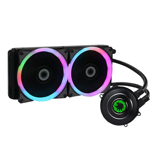 GameMax Iceberg 240mm Liquid CPU Cooler, 2x 7-Colour LED PWM Fans,  Water Block LED Indicator