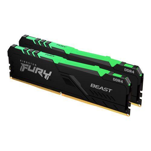 Kingston Fury Beast RGB 32GB Kit (2 x 16GB), DDR4, 3200MHz (PC4-25600), CL16, DIMM Memory